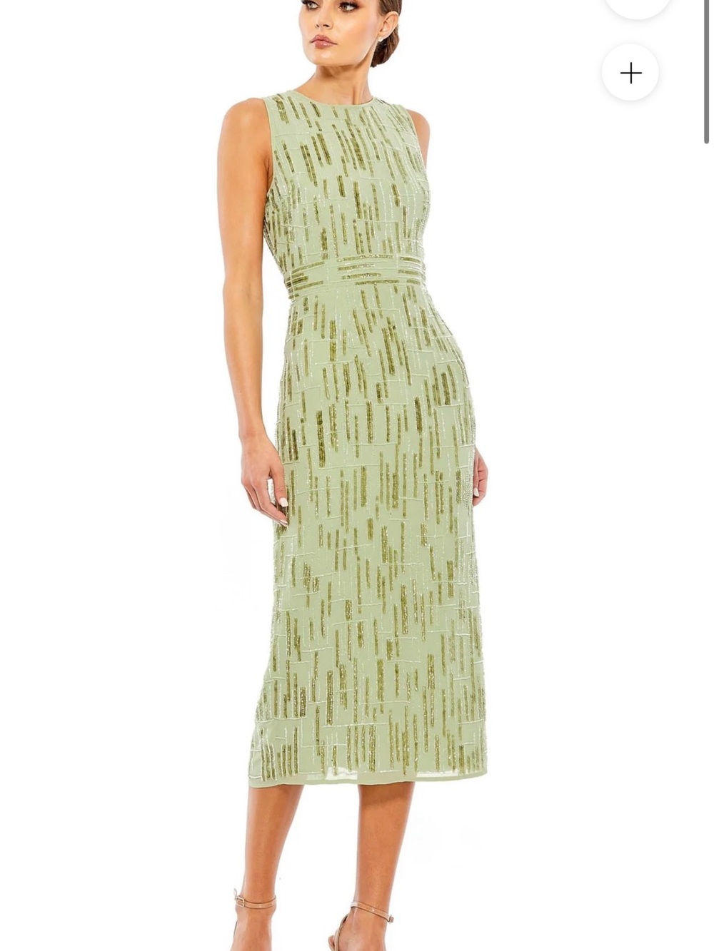 Mac Duggal Style 70264 Sage Embellished Midi Dress – Size 2